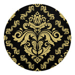 Black And Beige Damask Pattern Print Round Blanket