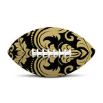 Black And Beige Damask Pattern Print Rugby Ball
