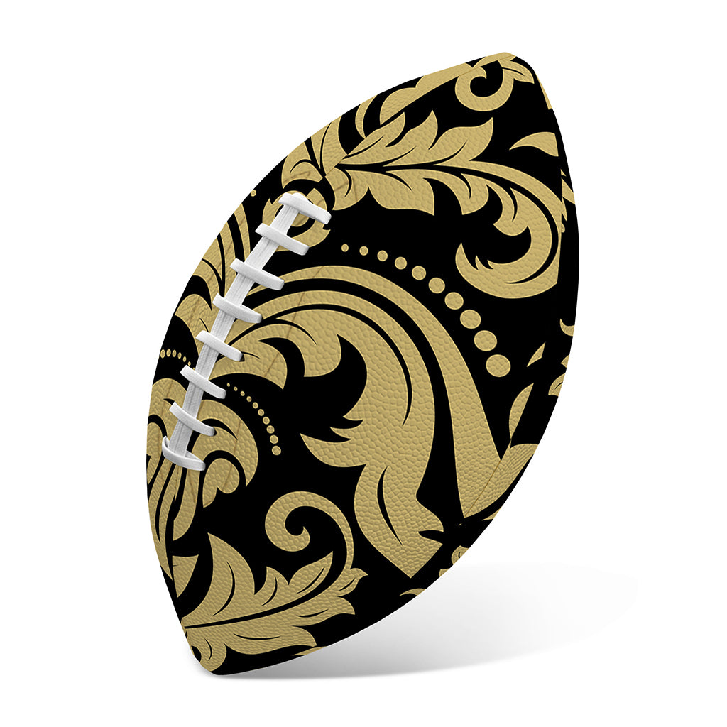 Black And Beige Damask Pattern Print Rugby Ball