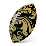 Black And Beige Damask Pattern Print Rugby Ball