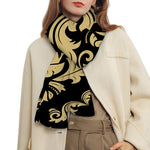 Black And Beige Damask Pattern Print Scarf