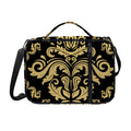 Black And Beige Damask Pattern Print Shoulder Strap Bible Bag