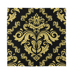 Black And Beige Damask Pattern Print Silk Bandana