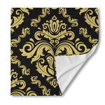 Black And Beige Damask Pattern Print Silk Bandana