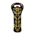 Black And Beige Damask Pattern Print Single Neoprene Wine Tote