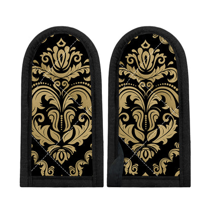 Black And Beige Damask Pattern Print Skillet Handle Cover
