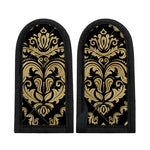 Black And Beige Damask Pattern Print Skillet Handle Cover