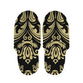 Black And Beige Damask Pattern Print Slippers