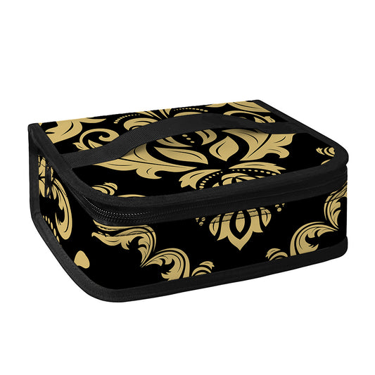 Black And Beige Damask Pattern Print Small Lunch Bag
