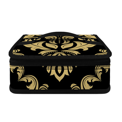 Black And Beige Damask Pattern Print Small Lunch Bag