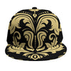 Black And Beige Damask Pattern Print Snapback Cap