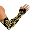 Black And Beige Damask Pattern Print Sun Protection Arm Sleeves