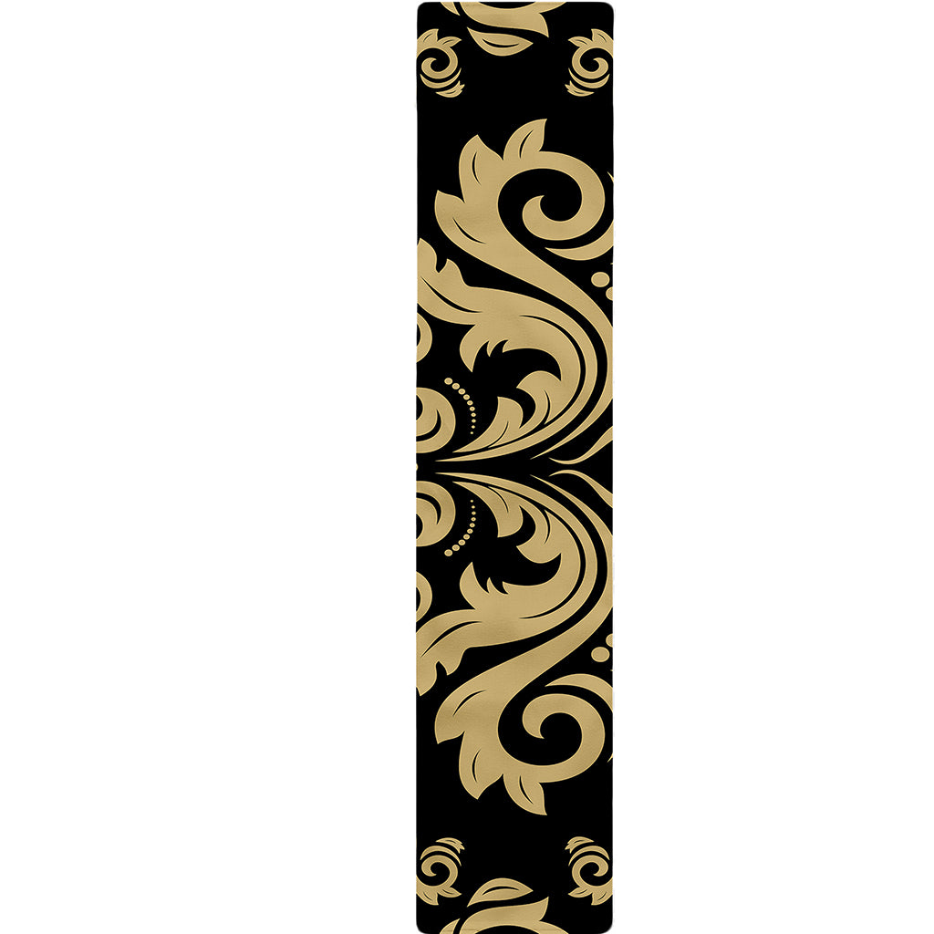 Black And Beige Damask Pattern Print Table Runner
