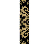 Black And Beige Damask Pattern Print Table Runner