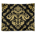 Black And Beige Damask Pattern Print Tapestry
