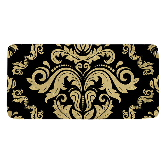 Black And Beige Damask Pattern Print Towel