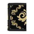 Black And Beige Damask Pattern Print Trifold Wallet