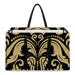 Black And Beige Damask Pattern Print Utility Tote Bag