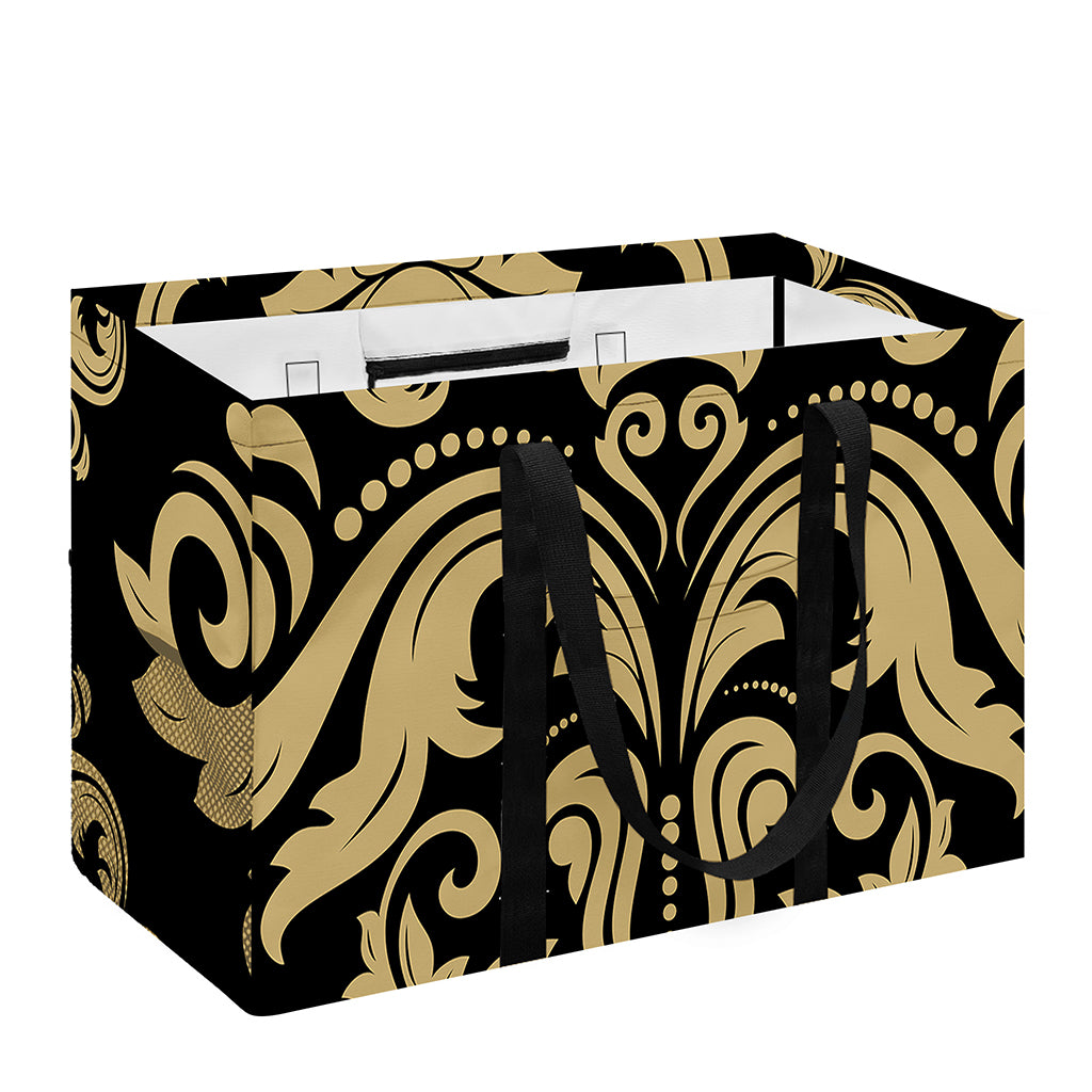 Black And Beige Damask Pattern Print Utility Tote Bag