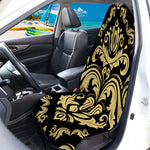 Black And Beige Damask Pattern Print Waterproof Car Seat Cover