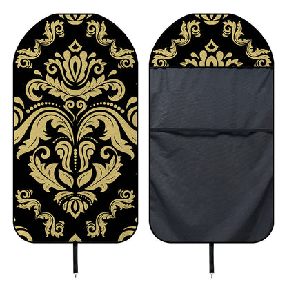 Black And Beige Damask Pattern Print Waterproof Car Seat Cover