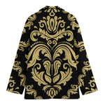 Black And Beige Damask Pattern Print Women's Blazer