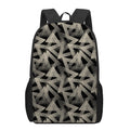 Black And Beige Geometric Triangle Print 17 Inch Backpack