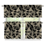 Black And Beige Geometric Triangle Print 3 Piece Kitchen Curtains