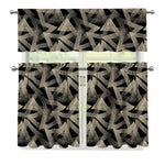Black And Beige Geometric Triangle Print 3 Piece Kitchen Curtains