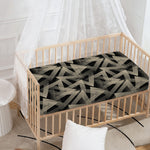 Black And Beige Geometric Triangle Print Baby Crib Sheet