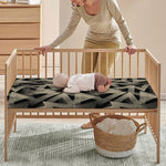 Black And Beige Geometric Triangle Print Baby Crib Sheet