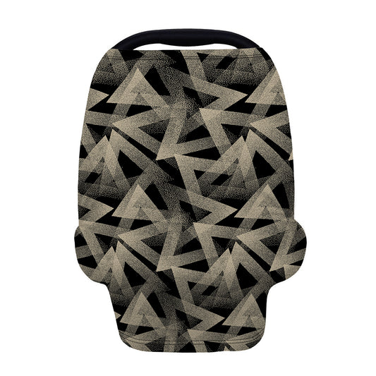 Black And Beige Geometric Triangle Print Baby Seat Cover