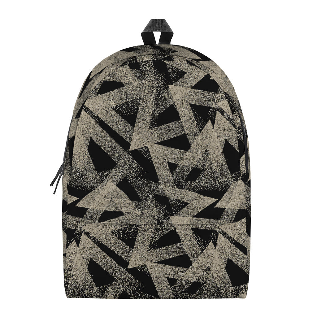 Black And Beige Geometric Triangle Print Backpack