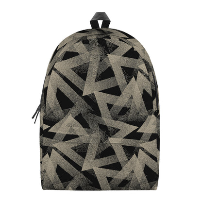 Black And Beige Geometric Triangle Print Backpack