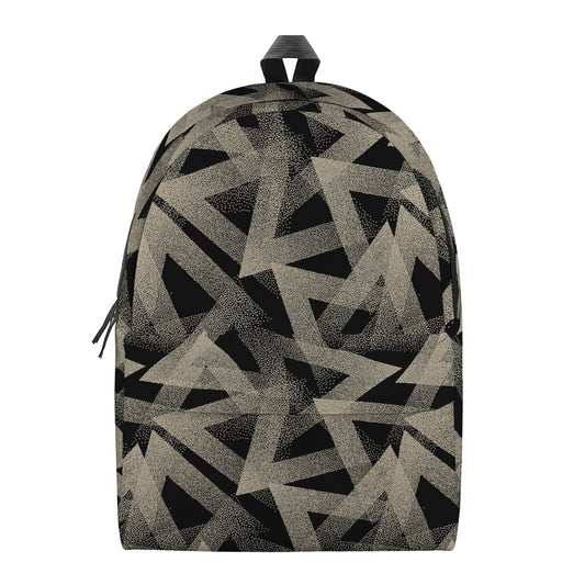 Black And Beige Geometric Triangle Print Backpack