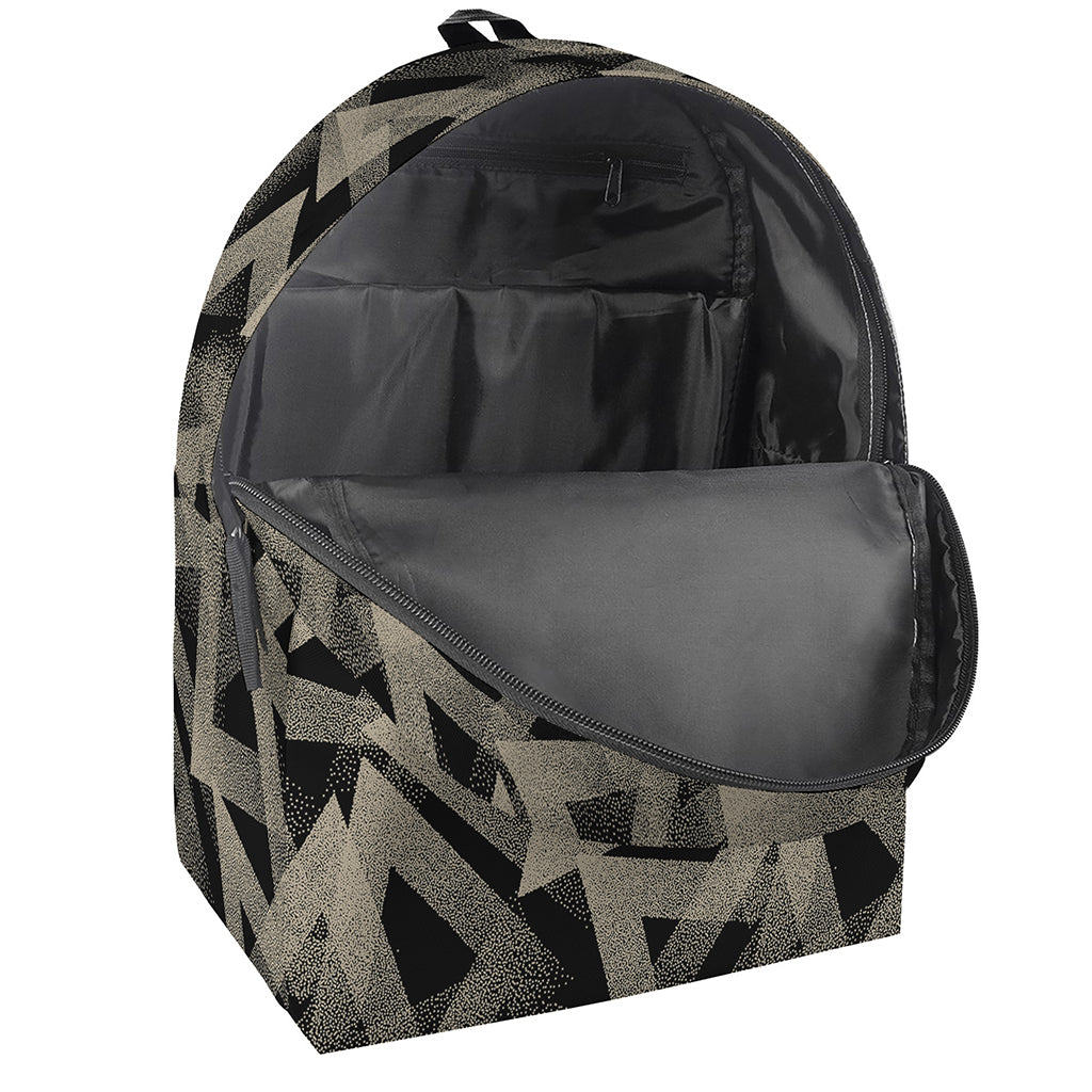 Black And Beige Geometric Triangle Print Backpack