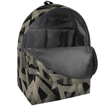Black And Beige Geometric Triangle Print Backpack