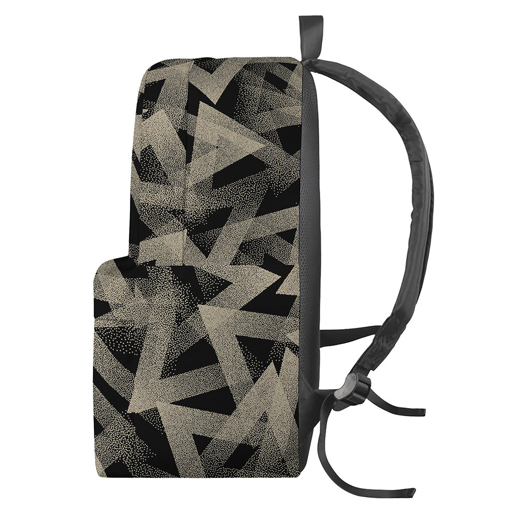 Black And Beige Geometric Triangle Print Backpack
