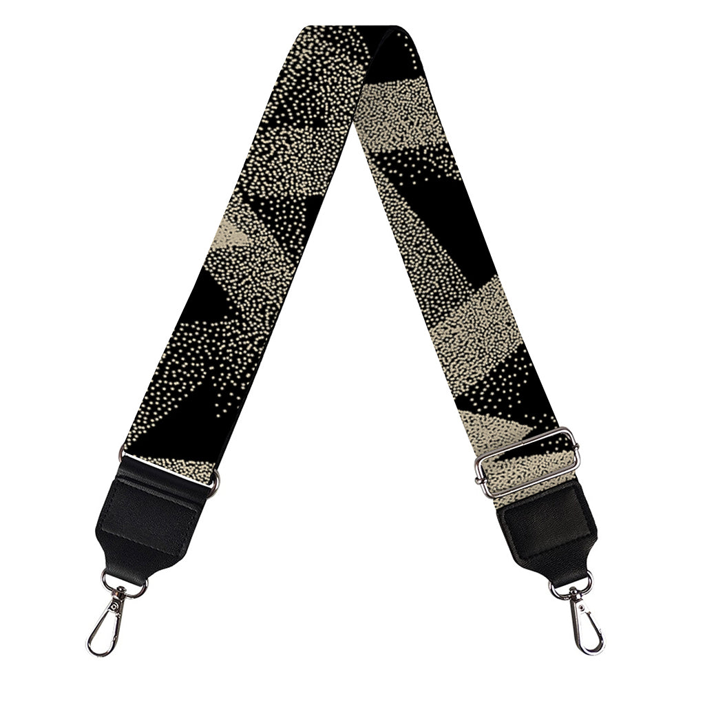 Black And Beige Geometric Triangle Print Bag Strap