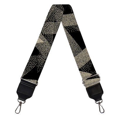 Black And Beige Geometric Triangle Print Bag Strap