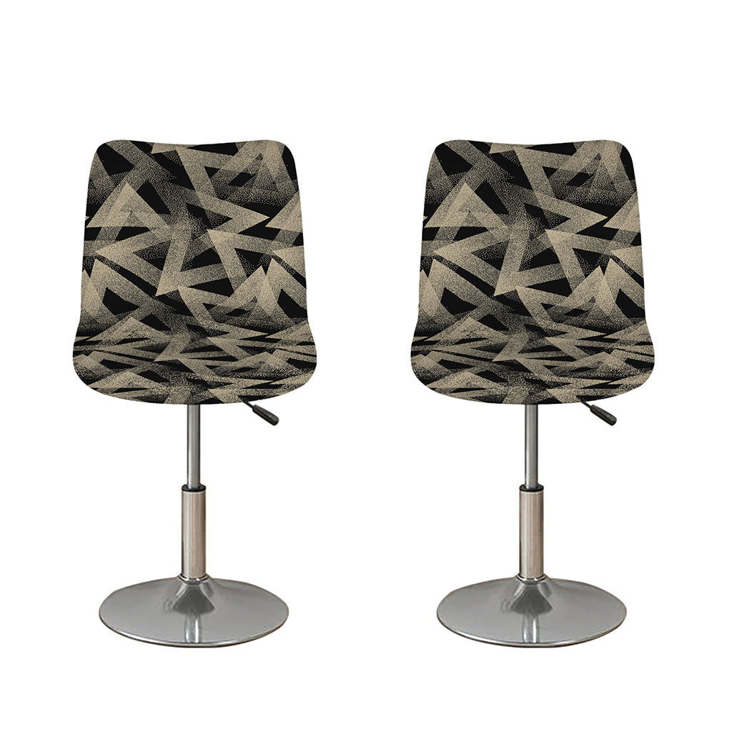 Black And Beige Geometric Triangle Print Bar Stool Covers