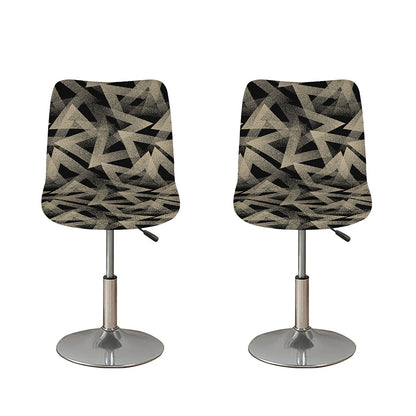 Black And Beige Geometric Triangle Print Bar Stool Covers