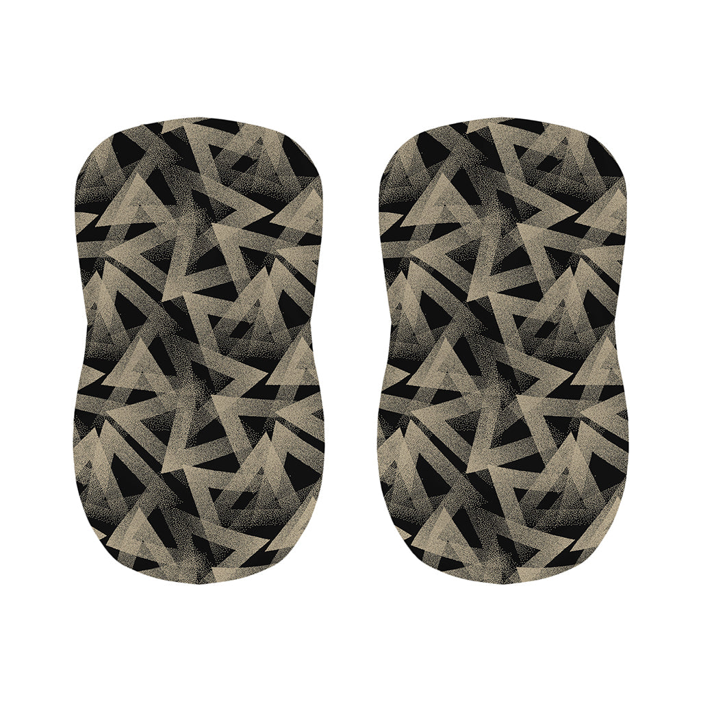Black And Beige Geometric Triangle Print Bar Stool Covers