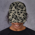 Black And Beige Geometric Triangle Print Baseball Cap