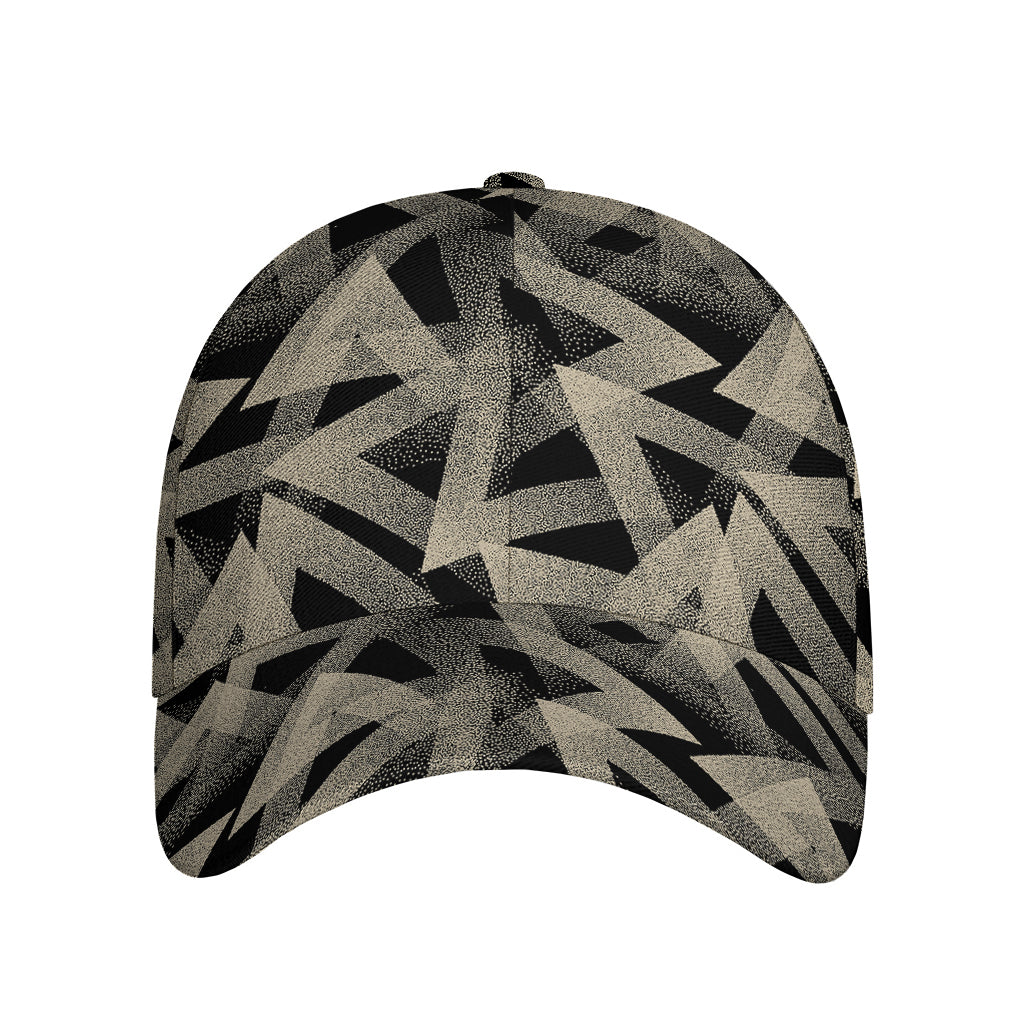 Black And Beige Geometric Triangle Print Baseball Cap