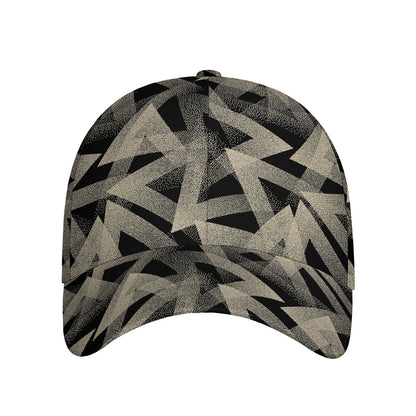 Black And Beige Geometric Triangle Print Baseball Cap