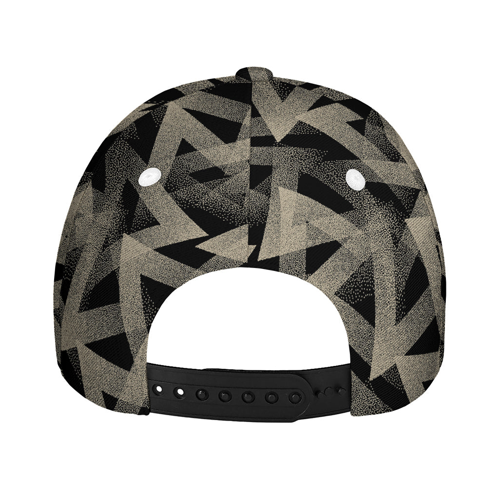 Black And Beige Geometric Triangle Print Baseball Cap