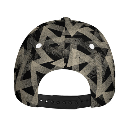 Black And Beige Geometric Triangle Print Baseball Cap