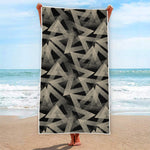 Black And Beige Geometric Triangle Print Beach Towel