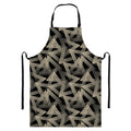 Black And Beige Geometric Triangle Print Bib Apron With Pocket